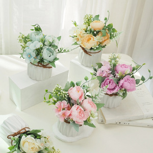 <b>Hydrangea</b> <b>Artificial</b> Flowers in Ceramic Pots for Festive Home Office Party Wedding Decorations-for Thanksgiving Christmas Easter - Product Image 1