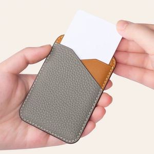 กระเป๋าใส่บัตรหนังสองสีแบบพรีเมียมสำหรับ MagSafe iPhone ดีไซน์เรียบหรู ลาย Pebble Grain พร้อมสติ๊กเกอร์ติดบัตรแบบกำหนดเองได้ - Product Image 2