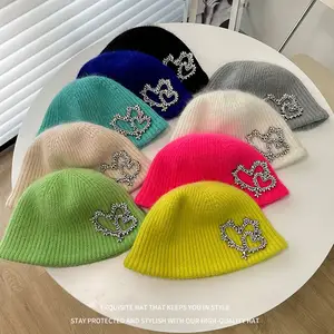 Cappello da pescatore personalizzato 2023 alla moda autunno e inverno in pelliccia di coniglio lavorato a maglia per le donne versatile cappello di lana caldo cappello a bacinella