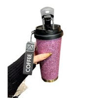Mug à café isotherme en acier inoxydable 316 avec revêtement en titane, avec paille, design portable pour voiture, performance thermique de 6 à 12 heures