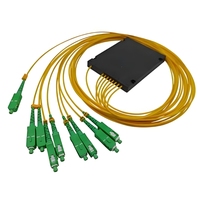 Divisor de fibra PLC 1X8 1M con paquete de caja ABS-Uso en interiores SC/UPC Compatible con equipos de red de enrutador