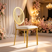 Chaise de salle à manger Luoweisen de luxe en métal doré, dossier ovale ajouré, pour mariages, banquets et événements, idéale pour hôtels et restaurants, mobilier moderne