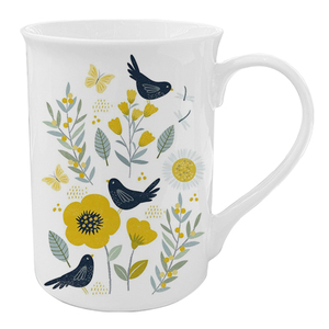 Mug en porcelaine réutilisable de haute qualité, design élégant fleurs et oiseaux, personnalisable, sans danger pour les aliments, compatible lave-vaisselle et micro-ondes, unique pour les entreprises - Product Image 4