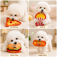 Jouet interactif pour animaux de compagnie en peluche grinçante, couineur, à mâcher et à tirer, en forme de pizza, burger, hot-dog, popcorn, pour chiens, thème fast-food