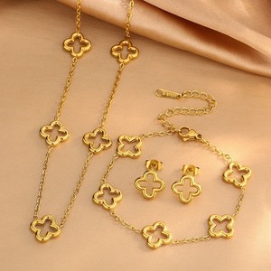 Conjunto de Joyería Rsoul <span class=keywords><strong>Van</strong></span> 18k PVD Oro <span class=keywords><strong>Cleef</strong></span> con Trébol de Cuatro Hojas, Acero Inoxidable, Impermeable, Aretes y Collar para Uso Diario - Product Image 5