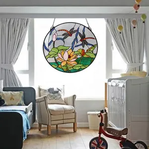 Tùy Chỉnh Phòng Khách Mẫu Khác Nhau Cho Xây Dựng Thủy Tinh Tiffany Stained Glass Window Bảng Điều Chỉnh Vòng Hình Dạng