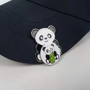โรงงานลูกกอล์ฟเครื่องหมายคลิปหมวกแม่เหล็กโลหะคลิปหมวกกอล์ฟพร้อม Panda การ์ตูนอุปกรณ์กอล์ฟ