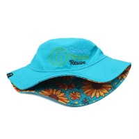 Chapeau Bob Unisexe Réversible Bleu Personnalisé Écologique avec Logo Brodé, Imperméable et Protection Solaire pour le Cyclisme Quotidien