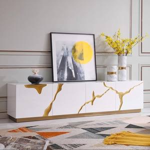 יוקרה שיקוף אחסון ארון עם 9 מגירות לסלון בתי מלון לבן זכוכית קבינט - Product Image 6