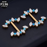 Gaby ASTM-F136 Titane Zircon G23 Sexy à filetage interne, Bijou de piercing mammaire pour femme, Anneau de téton géométrique et tendance