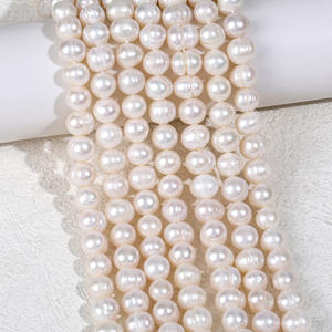 Perles d'eau douce en vrac de 9-10 mm, fabrication artisanale, perles à poinçonner pour collier DIY, accessoire avec cordon, vente en gros du fabricant - Product Image 1