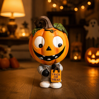 Statues en résine - Sculpture de citrouille d'Halloween de 20,87 pouces, décoration de porte de maison hantée en forme de citrouille