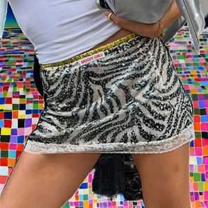 <b>Sexy</b> Breathable Knitted Spandex/Polyester Summer <b>Mini</b> <b>Skirts</b> Ladies Sequined Lace Stylish Nightclub Straight In-Stock - Product Image 4