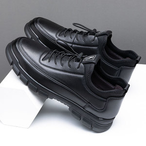 Chaussures décontractées noires à lacets pour hommes en PU, style britannique, pour le bureau et les occasions spéciales, nouvelle collection printemps 2026 - Product Image 1