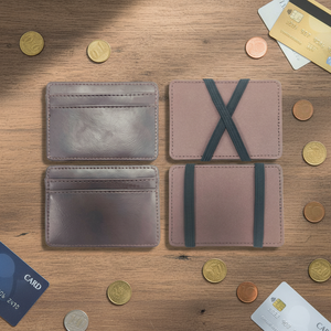 남성용 맞춤형 슬림 PU 가죽 매직 월렛, 탄성 밴드 현금 및 신용카드 홀더, 머니 클립 포함 - Product Image 2