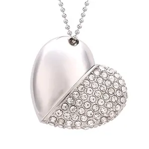 New heart shaped jewelry 2.0 crystal memory gift flash drive usb 8gb
