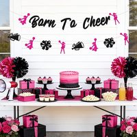 Born to Cheer Banner-Set Cheerleading-Party-Dekorationen Cheer-Themen-Party-Dekoration Hot Pink Schwarz Glitzerpapier