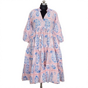 Vestido Midi Informal con Estampado Floral y Botones de Encaje para Uso Diario en Verano, Vestido Midi Holgado y Elegante de Algodón Ecológico de Alta Calidad para Mujer - Product Image 1