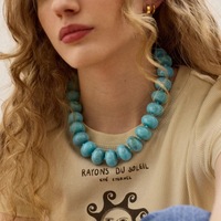 Collier d'été perlé Haomi, chaîne de clavicule colorée style bohème dopamine pour femme