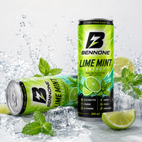 Boissons Énergétiques Zéro Sucre Mojito, Boissons Sportives Pétillantes, Formule Caféinée, Bouteille et Canette Carbonatées, Emballage Personnalisé, Capacité sur Mesure