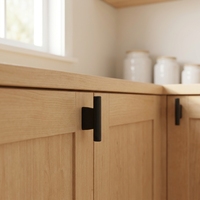 Poignée de tiroir de meuble de cuisine moderne en alliage de zinc noir mat en forme de T de 32 mm, fabrication OEM, haute qualité, antirouille, durable