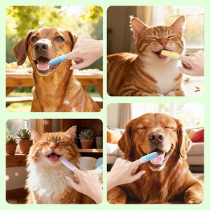 360 Degree Dog Cats Finger Toothbrush Food-Grade Silicone Cleaning Brush Soft Dental Care Pet Fingers Teeth Cleaning <b>Tool</b> - Product Image 2