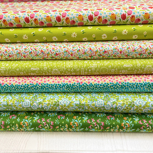 Hoa Màu Vàng Màu Xanh Lá Cây Bó In Vải Cotton Hữu Cơ Đầy Màu Sắc Tự Do Tana Tùy Chỉnh Thiết Kế Kỹ Thuật Số In Vải - Product Image 1