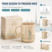Mug souvenir anti-fuite en porcelaine fine de Dubaï, Émirats arabes unis, Burj Khalifa, avec cuillère, motif skyline, compatible micro-ondes et lave-vaisselle, thème monument