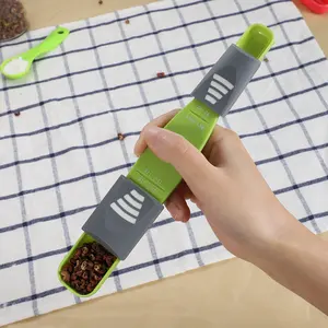 OEM BSCI Fabrik Küchenbacken Schmaler Kopf Kunststoff 2-in-1 Doppelköpfig Verstellbarer Messlöffel - Product Image 1