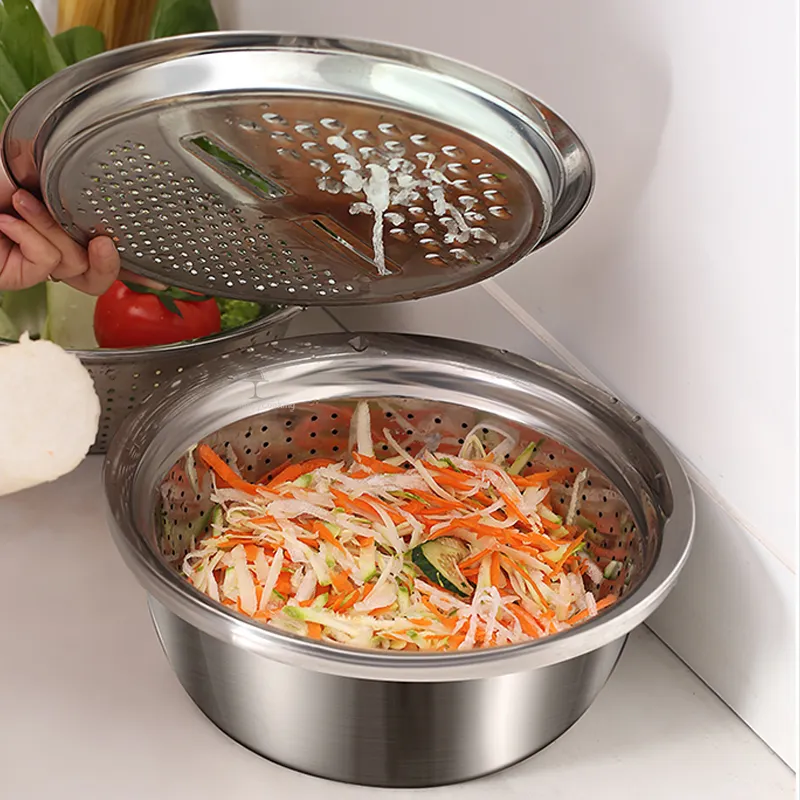 colander set Factory wholesale Stainless Steel Pot Basket New Products 2021 Rice Washing Colanders Spoon Vegetable Colander