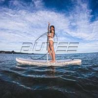 Planche de surf SUP transparente Buyee BY-TSK-1 en PC, prix usine, longueur 11 pieds, capacité 1 personne, planche à pagaie transparente amovible à vendre