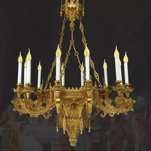 Cuivre Obélisque Base Lustre Lumières Décoration Villa Salon Suspendu Lumière Hall Sacrificiel Autel Pendentif Lampe - Product Image 1