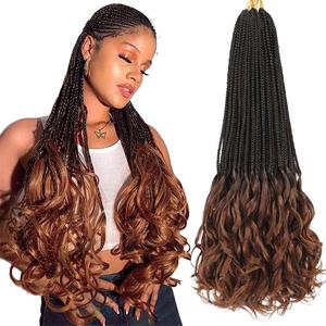 Trenzas de Ganchillo Estilo Francés <span class=keywords><strong>con</strong></span> Puntas Onduladas, Rizo Español en Espiral, Onda Suelta, Fibra Sintética de Alta Temperatura para Peinado - Product Image 1