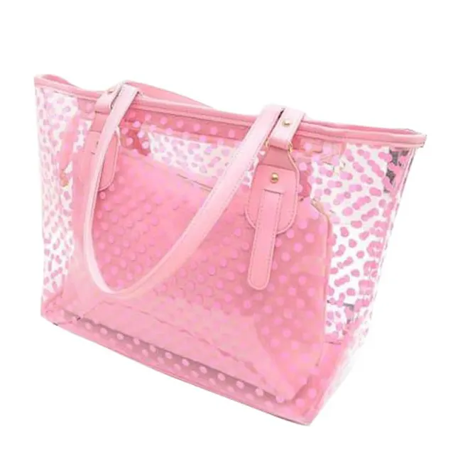Prezzo di fabbrica candy color pvc grande borsa a tracolla trasparente borsa da spiaggia personalizzata trasparente da donna di lusso borsa con tasca interna