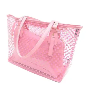 Factory Price Candy Color Pvc Large Clear Shoulder Bag Beach Totes Custom Transparent Women Luxury Handbag With Interior Pocket