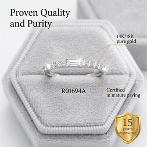 Bague en or blanc 18 carats AU750 avec diamant taille émeraude, alliance en diamant naturel, bijoux fins, prix direct usine - Product Image 3