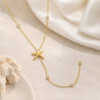Collier ras du cou tendance SUMMLY pour femme, en acier inoxydable plaqué or 18 carats, avec étoile de mer, double couche, lariat, pampilles superposables, idéal pour les soirées