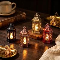 Mini lanterne hexagonale à grille, bougie électronique LED, lumière vintage suspendue, décoration pour mariage, fête, Noël, Pâques