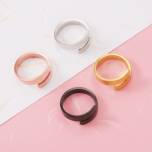 Stainless Steel Mirror DIY Open Smart Ring Blank Glossy Women Rings <strong>Custom</strong> Engraved Logo Ring for Men <strong>Jewelry</strong> Making <strong>Supplies</strong> - Product Image 1
