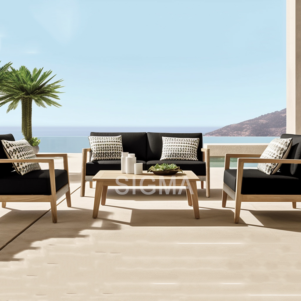 Modern Design  Wholesale Durable Luxury furniture  Solid Teak  Modern Sofa Set Garden Outside Patio  sofa set