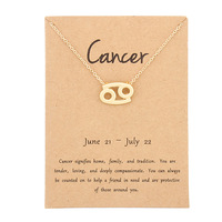 Cadeau d'anniversaire plaqué or 12 signes du zodiaque pendentif carte de vœux charme chaîne en or ras du cou collier d'astrologie bijoux pour femmes