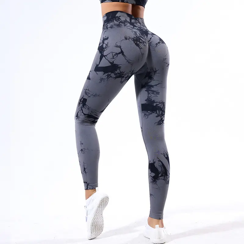 Spandex Sportswear Mulher Sexy Cintura Alta Com nervuras Fitness Leggings Workout Apertado Roupas Butt Lifting Gym Wear Yoga Calças