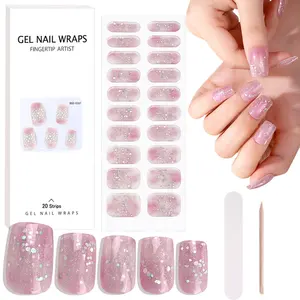 Prix de gros Autocollant pour les ongles en gel adhésif Offres Spéciales UV 20 Paquet personnalisé Autocollants pour ongles en gel semi-durci