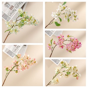 Bouquet de fleurs artificielles CallaFloral, branche de cerisier blanche, rose clair, rouge cramoisi, polyester, décoration intérieure - Product Image 3