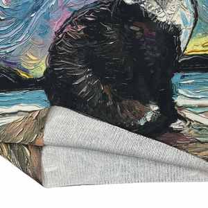 <span class=keywords><strong>Pull</strong></span> en tricot pour <span class=keywords><strong>femme</strong></span> à imprimé chat et ciel étoilé, col rond décontracté, coupe oversize, manches longues, respirant, doux, pour usage quotidien - Product Image 5
