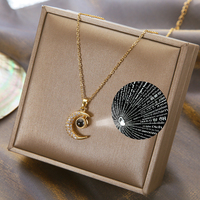 Cadeau du Jour de Valentine 100 langues JE t'aime collier de projection 18k avec zircon lune pendentif collier de projection