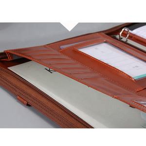 Carpeta de cuero pu para negocios, portafolio de negocios con cremallera, logotipo personalizado con mango, suministro de fábrica - Product Image 5