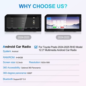 Radio para Auto Navihua de 12.3" con Android, GPS y Navegación para Toyota Prado 2024-2025, Volante a la Derecha/Izquierda, Carplay, Reproductor Multimedia, DVD - Product Image 6