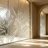 Panneaux en verre artistique thermofusible de luxe, texture 3D, feuilles gaufrées personnalisées pour la décoration murale architecturale intérieure de luxe