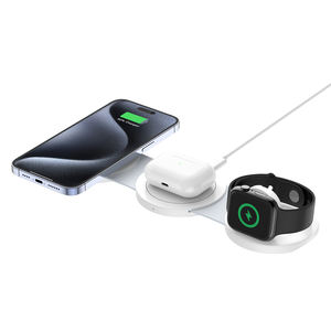 Cargador Inalámbrico Magnético 3 en 1 Plegable, Estación de Carga Portátil para <span class=keywords><strong>iPhone</strong></span>, <span class=keywords><strong>Apple</strong></span> Watch y AirPods, Cargador Rápido de 15W - Product Image 3